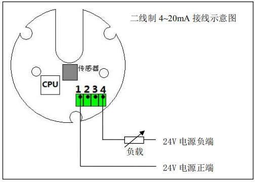 智能橢圓齒輪流量計二線製接線圖